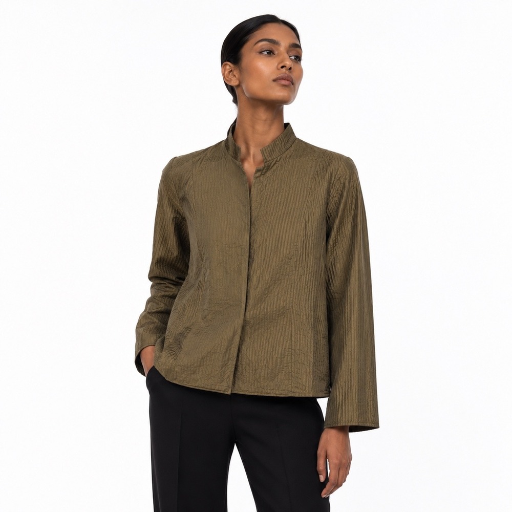Womens Brown 100% Silk Lightweight Jacket Lined Size M/L Boho Natural Minimalist